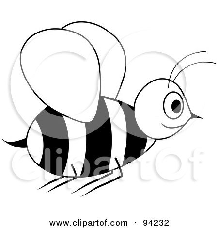 Royalty-Free (RF) Clipart Illustration of a Black And White Wasp In Flight by Pams Clipart