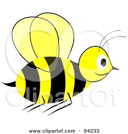 Royalty-Free (RF) Clipart Illustration of a Yellow And Black Wasp In Flight by Pams Clipart