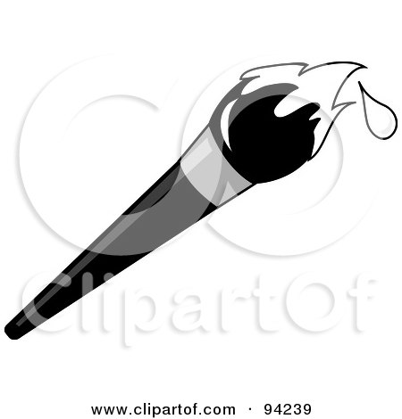 Royalty-Free (RF) Clipart Illustration of an Artist's Paintbrush With White Dripping Paint On The Tip by Pams Clipart