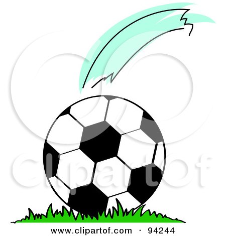 Royalty-Free (RF) Clipart Illustration of a Gust Of Wind Over A Moving Soccer Ball by Pams Clipart