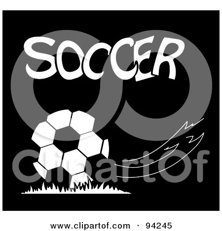 Royalty-Free (RF) Clipart Illustration of a White Text Over A Breeze And Soccer Ball On Black by Pams Clipart