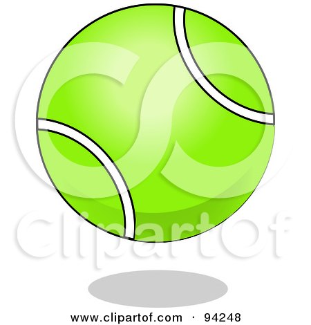 Royalty-Free (RF) Clipart Illustration of a Green Tennis Ball With White Lines by Pams Clipart