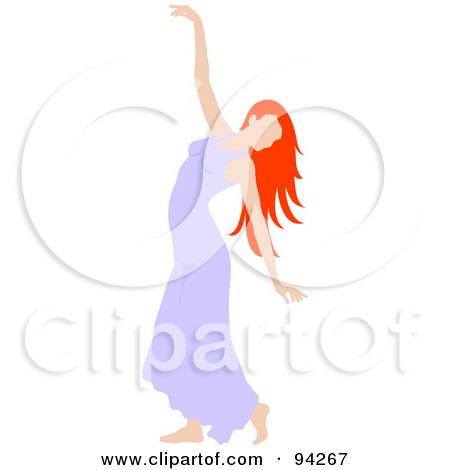 Royalty-Free (RF) Clipart Illustration of a Graceful Irish Woman Dancing In A Purple Dress by Pams Clipart