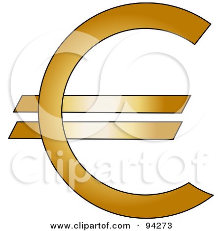 Royalty-Free (RF) Clipart Illustration of a Gold Euro Currency Symbol by Pams Clipart