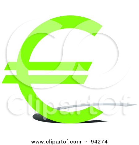 Royalty-Free (RF) Clipart Illustration of a Green Euro Currency Symbol by Pams Clipart
