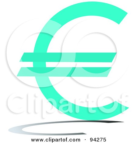 Royalty-Free (RF) Clipart Illustration of a Blue Euro Currency Symbol by Pams Clipart