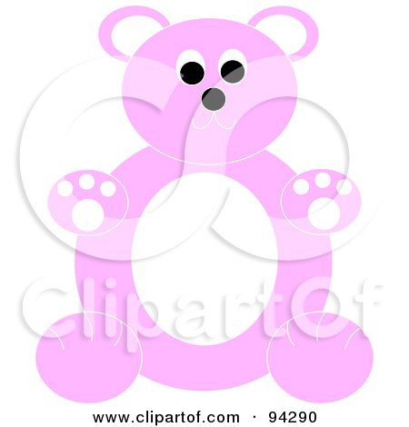 Royalty-Free (RF) Clipart Illustration of a Chubby Pink And White Teddy Bear Sitting Upright by Pams Clipart