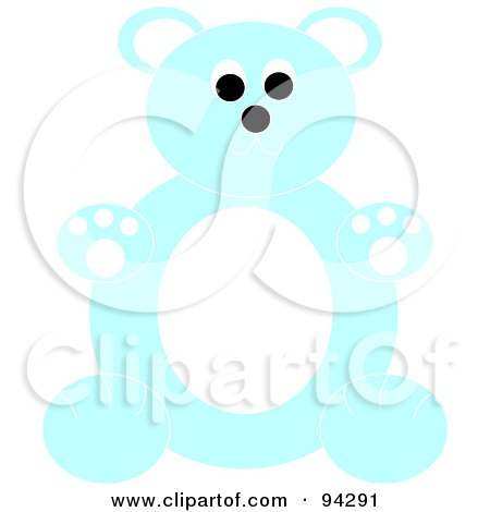 Royalty-Free (RF) Clipart Illustration of a Chubby Blue And White Teddy Bear Sitting Upright by Pams Clipart