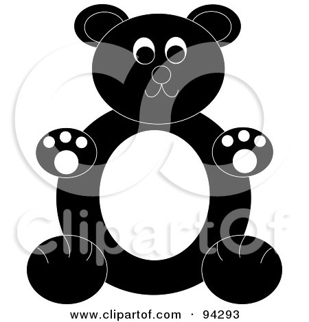 Royalty-Free (RF) Clipart Illustration of a Chubby Black And White Teddy Bear Sitting Upright by Pams Clipart