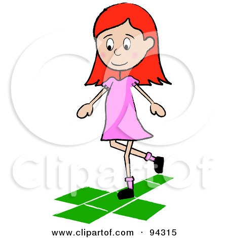 Royalty-Free (RF) Clipart Illustration of a Little Irish School Girl Playing Hopscotch On A Playground by Pams Clipart