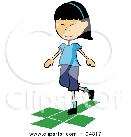 Royalty-Free (RF) Clipart Illustration of a Little Asian School Girl Playing Hopscotch On A Playground by Pams Clipart