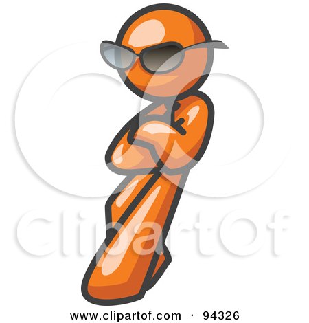 Royalty-Free (RF) Clipart Illustration of an Orange Man Leaning And Wearing Dark Shades by Leo Blanchette