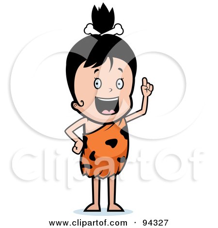 Royalty-Free (RF) Clipart Illustration of a Young Cavewoman Holding Up A Finger by Cory Thoman