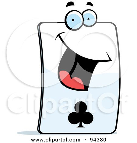 Royalty-Free (RF) Clipart Illustration of a Happy Card Of Clubs Face by Cory Thoman