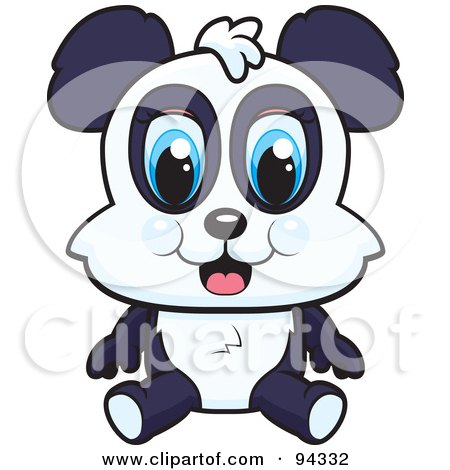 Royalty-Free (RF) Clipart Illustration of a Blue Eyed Baby Panda Sitting by Cory Thoman