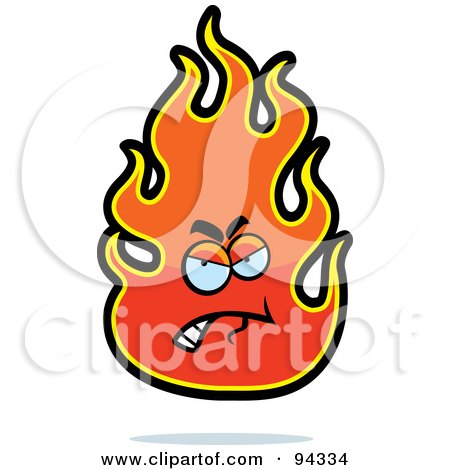 Royalty-Free (RF) Clipart Illustration of a Tough Flame Character by Cory Thoman