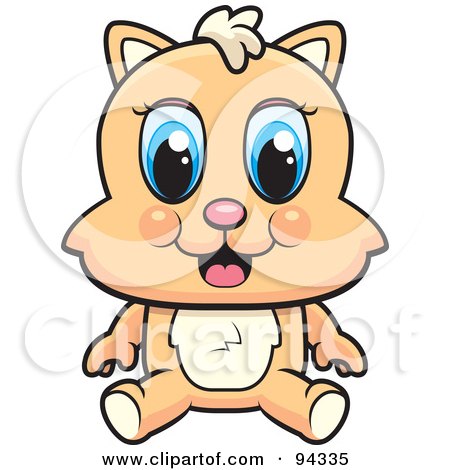 Royalty-Free (RF) Clipart Illustration of a Cute Blue Eyed Kitten Sitting by Cory Thoman