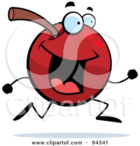 Royalty-Free (RF) Clipart Illustration of a Running Cherry Face by Cory Thoman