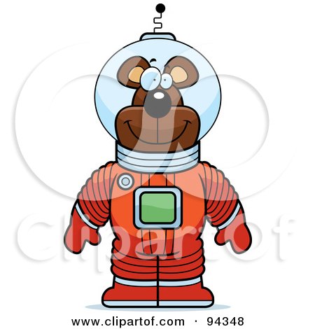 Royalty-Free (RF) Clipart Illustration of a Bear Astronaut In A Red Space Suit by Cory Thoman