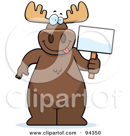 Royalty-Free (RF) Clipart Illustration of a Big Moose Standing With A Blank Sign by Cory Thoman