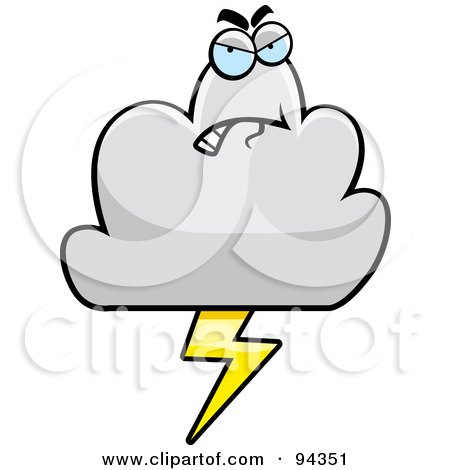 Royalty-Free (RF) Clipart Illustration of a Grumpy Cloud Character by Cory Thoman