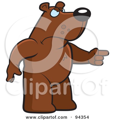 Royalty-Free (RF) Clipart Illustration of a Mad Bear Character Pointing His Finger by Cory Thoman