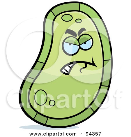 Royalty-Free (RF) Clipart Illustration of a Tough Green Germ Character by Cory Thoman