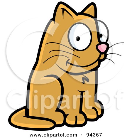 Royalty-Free (RF) Clipart Illustration of a Happy Sitting Brown Cat by Cory Thoman