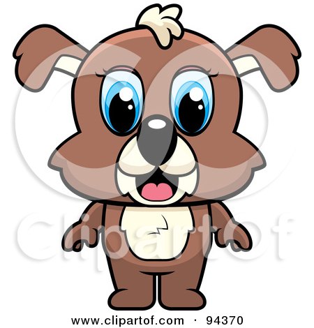 Royalty-Free (RF) Clipart Illustration of a Cute Standing Puppy Dog With Big Blue Eyes by Cory Thoman