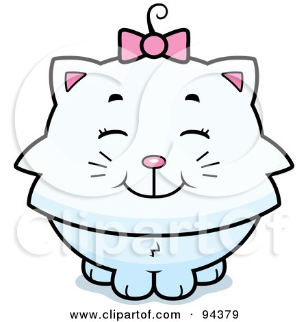 Royalty-Free (RF) Clipart Illustration of a Happy White Kitten Smiling by Cory Thoman
