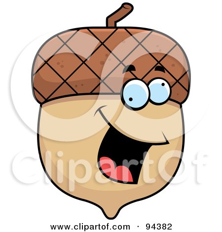 Royalty-Free (RF) Clipart Illustration of an Energetic Acorn Smiling by Cory Thoman