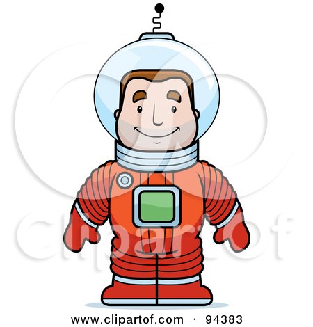 Royalty-Free (RF) Clipart Illustration of a Male Astronaut In A Red Space Suit by Cory Thoman