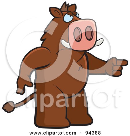 Royalty-Free (RF) Clipart Illustration of an Angry Boar Pointing His Finger by Cory Thoman