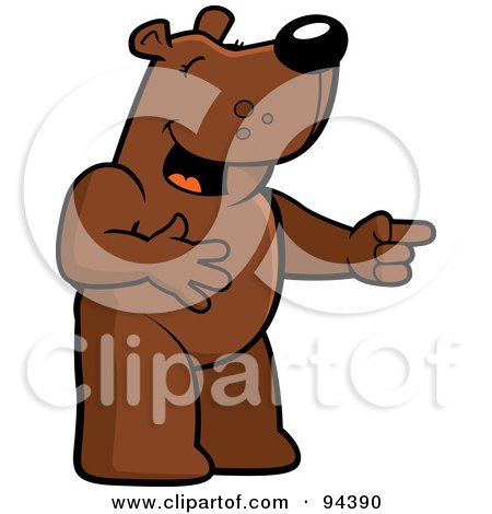 Royalty-Free (RF) Clipart Illustration of a Bear Pointing And Laughing At Another's Expense by Cory Thoman