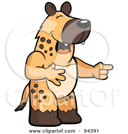 Royalty-Free (RF) Clipart Illustration of a Hyena Pointing And Laughing At Another's Expense by Cory Thoman