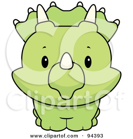 Royalty-Free (RF) Clipart Illustration of a Baby Triceratops Smiling Upwards by Cory Thoman