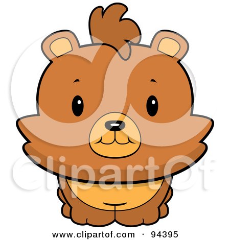 Royalty-Free (RF) Clipart Illustration of a Baby Bear Smiling Upwards by Cory Thoman