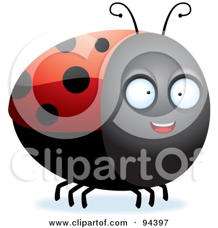 Royalty-Free (RF) Clipart Illustration of a Lady Bug With A Happy Face by Cory Thoman