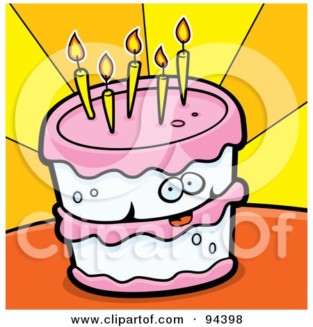 Royalty-Free (RF) Clipart Illustration of a Pink And White Birthday Cake Face by Cory Thoman