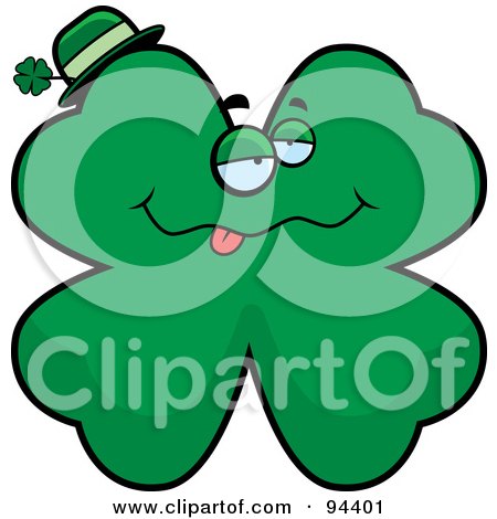 Royalty-Free (RF) Clipart Illustration of a Drunk St Patrick's Day Clover Face by Cory Thoman