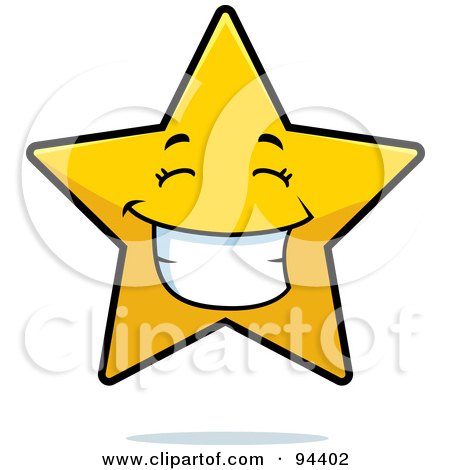 Royalty-Free (RF) Clipart Illustration of a Happy Grinning Star Face by Cory Thoman