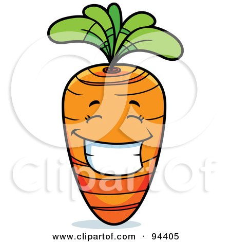Royalty-Free (RF) Clipart Illustration of a Happy Grinning Carrot Face by Cory Thoman