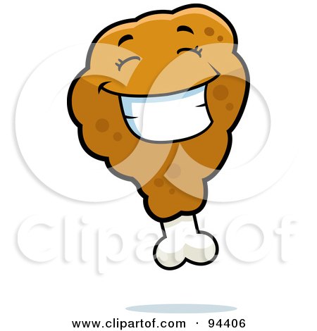 Royalty-Free (RF) Clipart Illustration of a Happy Grinning Chicken Drumstick Face by Cory Thoman