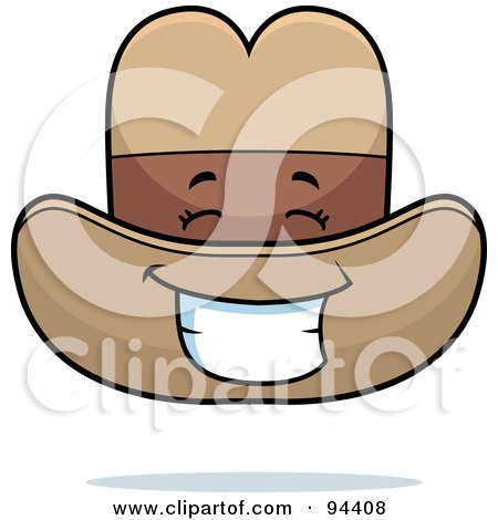 Royalty-Free (RF) Clipart Illustration of a Happy Grinning Cowboy Hat Face by Cory Thoman