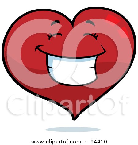 Royalty-Free (RF) Clipart Illustration of a Happy Grinning Heart Face by Cory Thoman