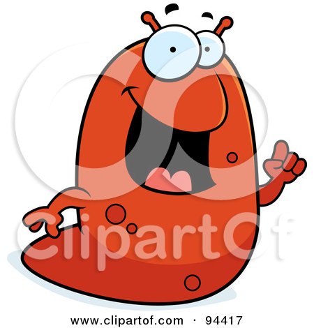 Royalty-Free (RF) Clipart Illustration of a Red Slug Talking by Cory Thoman