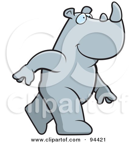 Royalty-Free (RF) Clipart Illustration of a Rhino Walking Upright by Cory Thoman