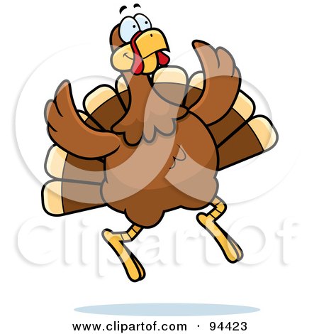 Royalty-Free (RF) Clipart Illustration of a Turkey Bird Jumping by Cory Thoman