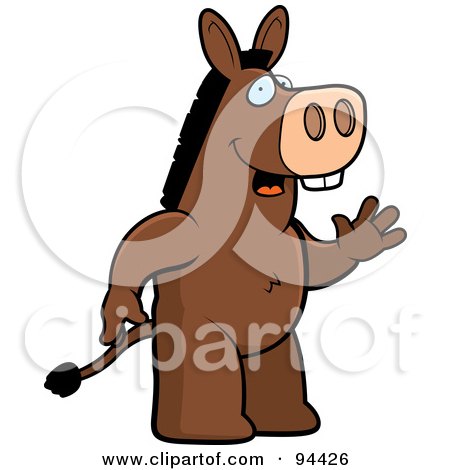 Royalty-Free (RF) Clipart Illustration of a Waving Friendly Donkey by Cory Thoman