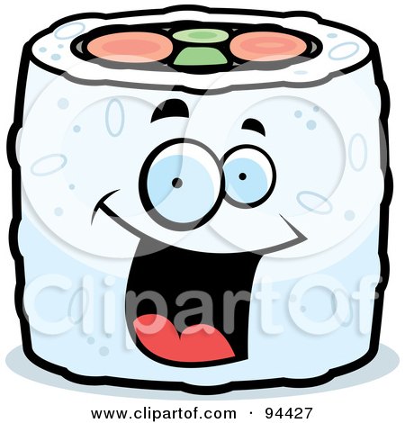 Royalty-Free (RF) Clipart Illustration of a Happy Smiling Sushi Face by Cory Thoman